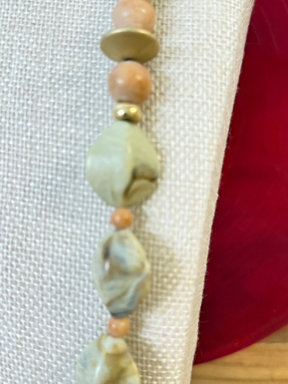 Vintage Napier Chunky Beads Necklace Marbled Earth Tones Cream Brown Gold - Picture 8 of 11